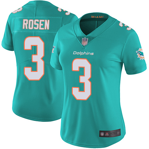 Nike Miami Dolphins 3 Josh Rosen Aqua Green Team Color Women Stitched NFL Vapor Untouchable Limited Jersey